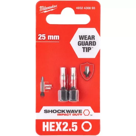 Битове HEX2.5 25mm SHOCKWAVE блистер 2бр - заменен