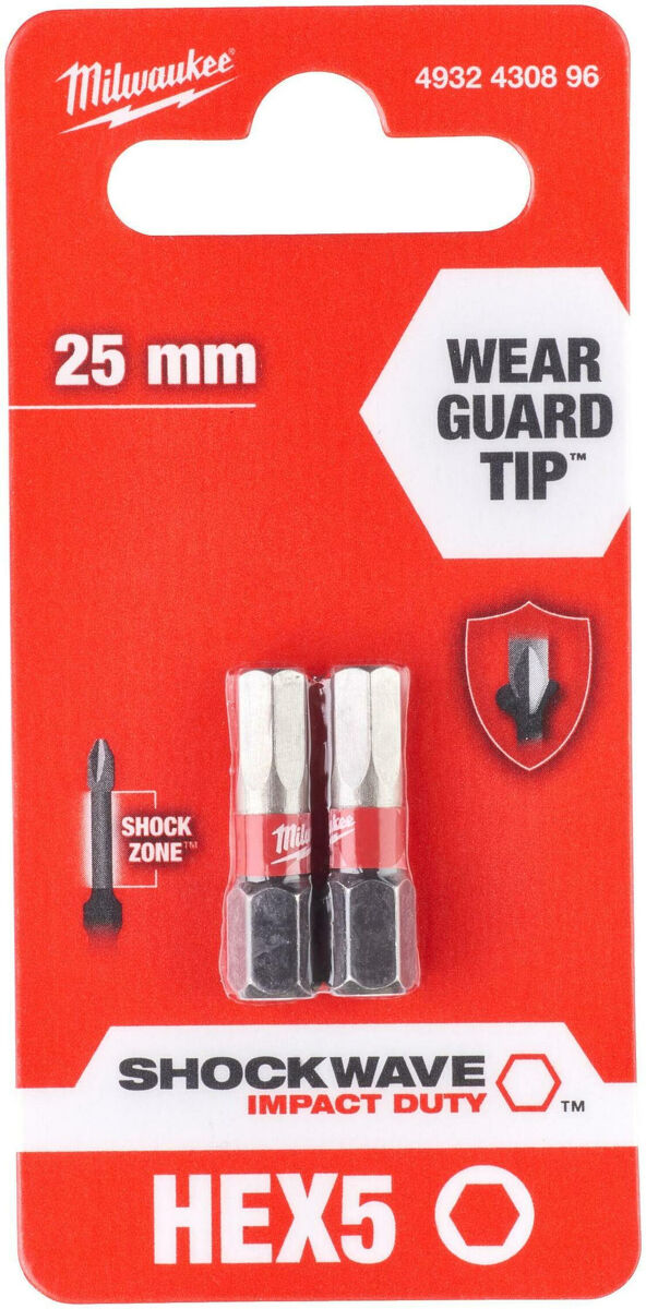 Битове HEX5 25mm SHOCKWAVE блистер 2бр - заменен