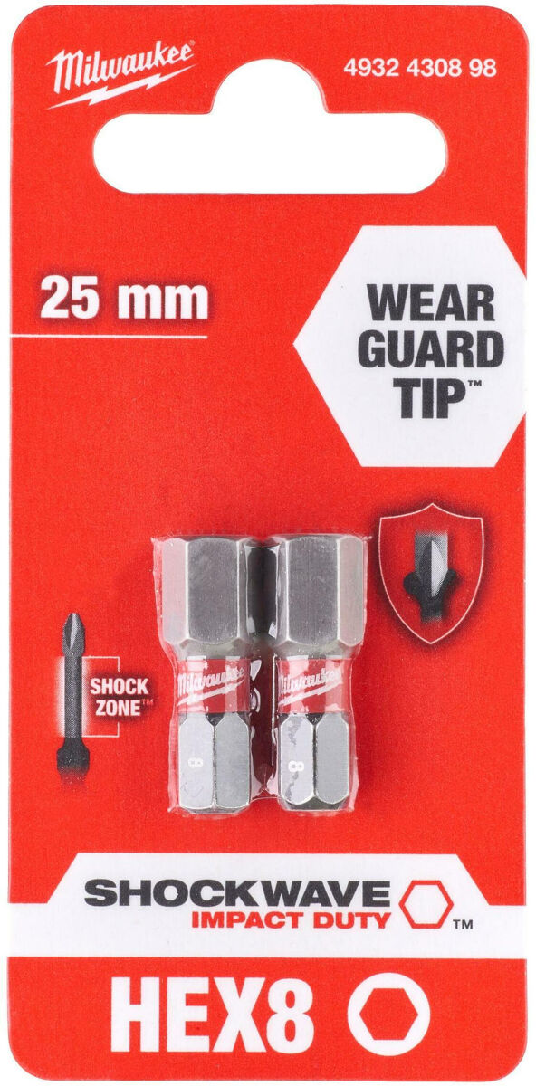 Битове HEX8 25mm SHOCKWAVE блистер 2бр - заменен