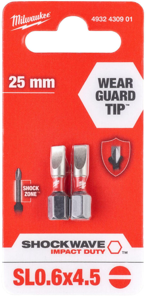 Битове SL0.6x4.5 25mm SHOCKW. блистер 2бр- заменен