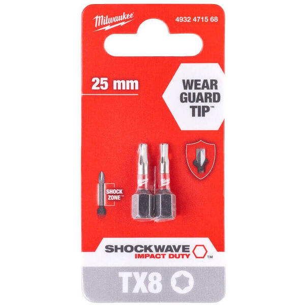 Битове TX8 25mm SHOCKWAVE блистер 2бр - заменен