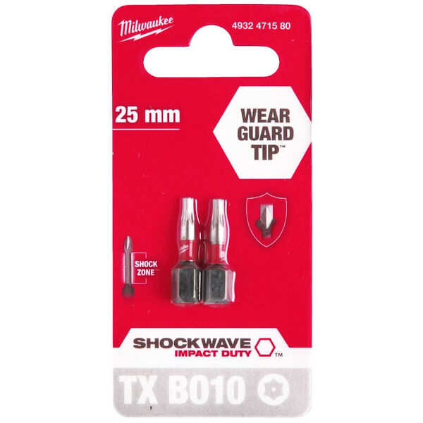 Битове TX BO10 25mm SHOCKWAVE блистер 2бр - замене