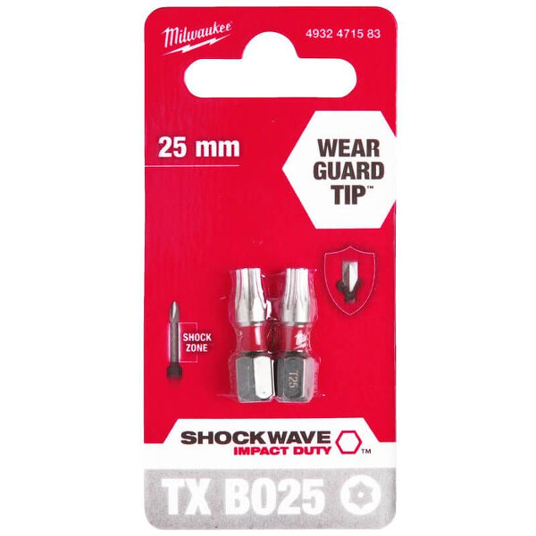 Битове TX BO25 25mm SHOCKWAVE блистер 2бр- заменен